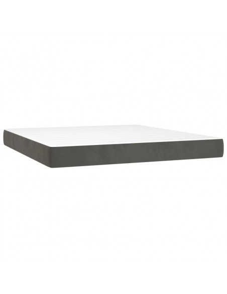 Letto a Molle con Materasso e LED Grigio Scuro 160x200 cm