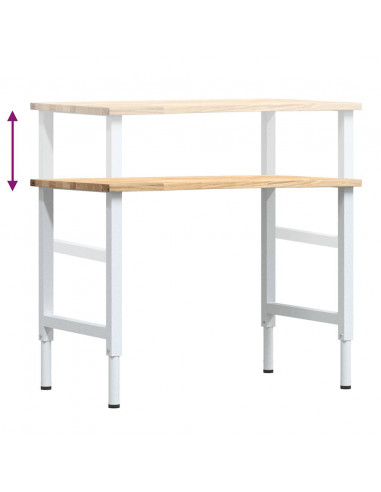 Banco da Lavoro 100x60x(71,5-98) cm Legno Massello Rovere