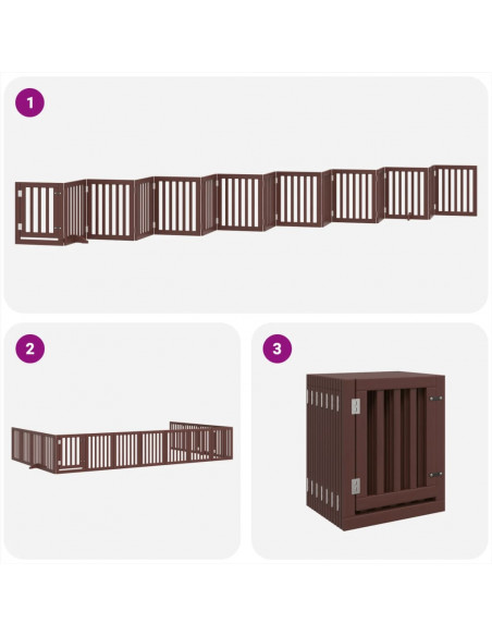Cancello Cani Porta Pieghevole Marrone 15 Pannelli 750cm Pioppo