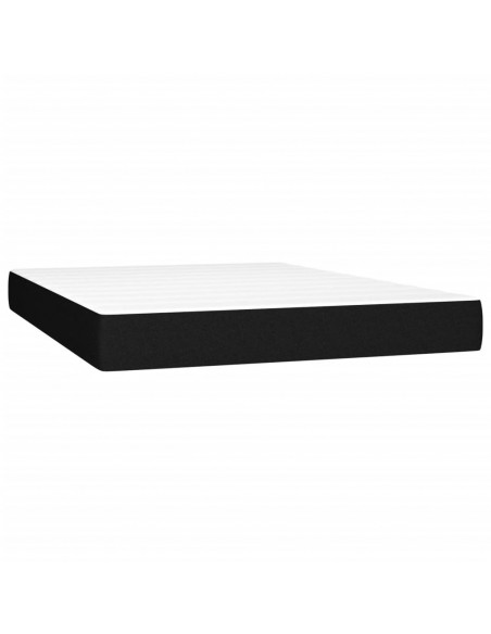 Letto a Molle con Materasso e LED Nero 140x190 cm in Tessuto