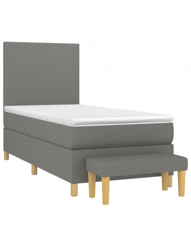 Giroletto a Molle con Materasso Grigio Scuro 100x200 cm Tessuto