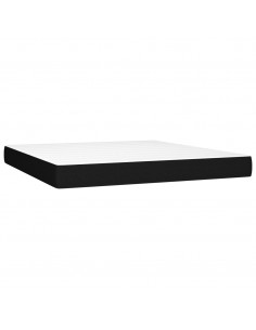 Letto a Molle con Materasso e LED Nero 160x200 cm in Tessuto