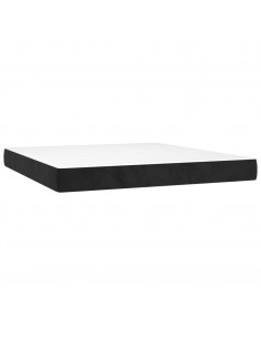 Letto a Molle con Materasso e LED Nero 160x200 cm in Velluto