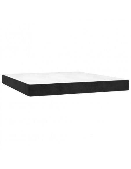 Letto a Molle con Materasso e LED Nero 180x200 cm in Velluto