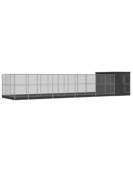 Voliera con Estensione Argento 1118x303x216 cm in Acciaio