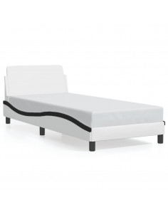 Giroletto con Testiera Nero e Bianco 90x190 cm in Similpelle 2