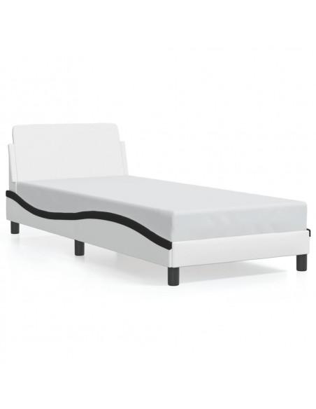 Giroletto con Testiera Nero e Bianco 90x190 cm in Similpelle