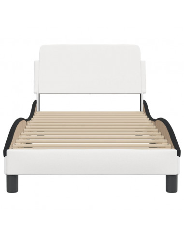 Giroletto con Testiera Nero e Bianco 90x190 cm in Similpelle