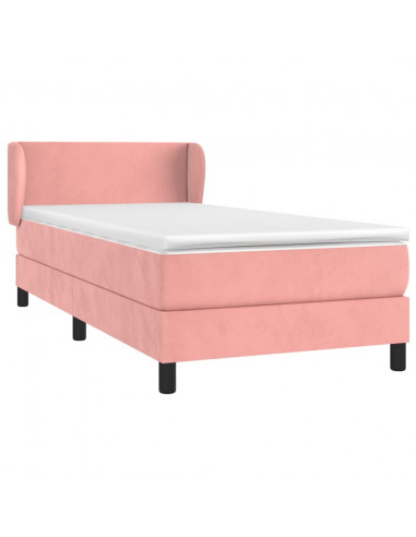 Giroletto a Molle con Materasso Rosa 100x200 cm in Velluto