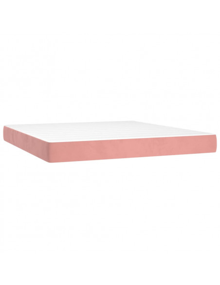 Letto a Molle con Materasso e LED Rosa 160x200 cm in Velluto