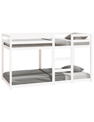 Letto a Castello Bianco 90x190 cm in Legno Massello di Pino