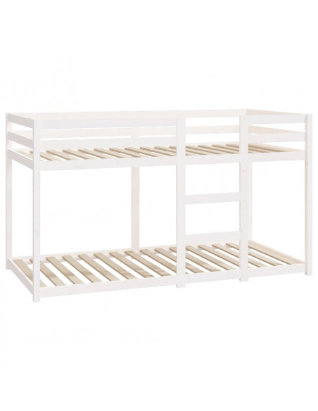 Letto a Castello Bianco 90x190 cm in Legno Massello di Pino