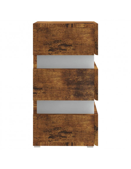 Comodino con LED Rovere Fumo 45x35x67 cm in Legno Multistrato