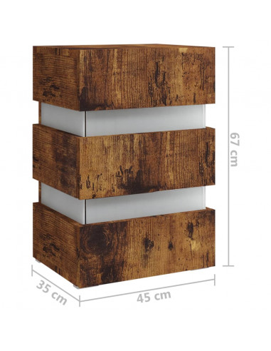 Comodino con LED Rovere Fumo 45x35x67 cm in Legno Multistrato