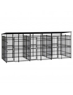 Gabbia per Cani da Esterno con Tetto in Acciaio 11,06 m² 2