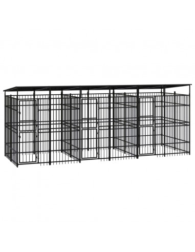 Gabbia per Cani da Esterno con Tetto in Acciaio 11,06 m²