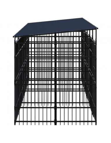Gabbia per Cani da Esterno con Tetto in Acciaio 11,06 m²
