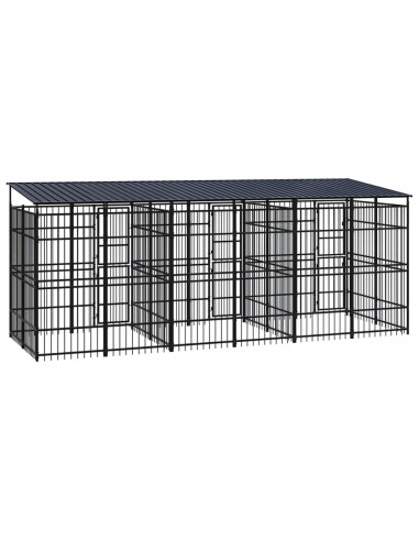 Gabbia per Cani da Esterno con Tetto in Acciaio 11,06 m²