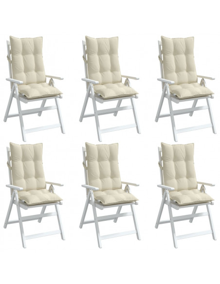 Cuscini per Sedia con Schienale Alto 6 pz Crema Tessuto Oxford