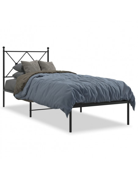 Giroletto con Testiera in Metallo Nero 75x190 cm