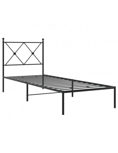 Giroletto con Testiera in Metallo Nero 75x190 cm