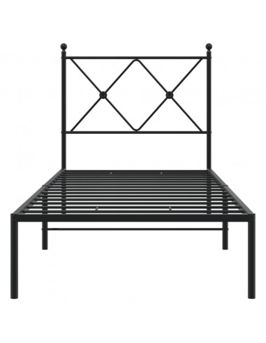 Giroletto con Testiera in Metallo Nero 75x190 cm