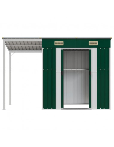 Capanno Giardino con Tetto Esteso Verde 277x110,5x181cm Acciaio