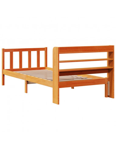 Giroletto con Testiera Marrone Cera 100x200 cm Massello Pino