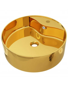 Lavandino con Troppopieno 46,5x15,5 cm in Ceramica Oro 2