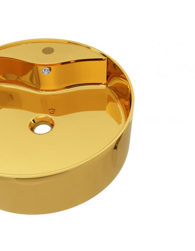 Lavandino con Troppopieno 46,5x15,5 cm in Ceramica Oro
