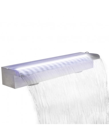 Cascata per Laghetto Rettangolare con LED in Acciaio Inox 60 cm