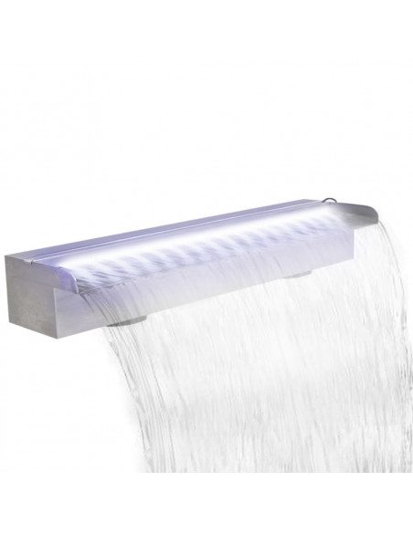 Cascata per Laghetto Rettangolare con LED in Acciaio Inox 60 cm