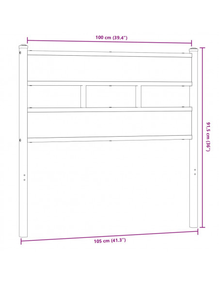 Testiera Rovere Fumo 100 cm in Ferro e Truciolato