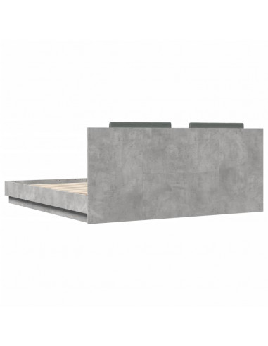 Giroletto con Testiera e LED Grigio Cemento 160x200 cm