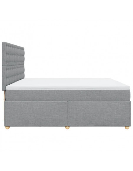 Giroletto a Molle con Materasso Grigio Chiaro 200x200cm Tessuto