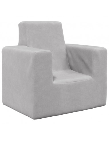 Divano per Bambini Grigio Chiaro in Morbido Peluche