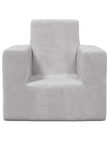 Divano per Bambini Grigio Chiaro in Morbido Peluche