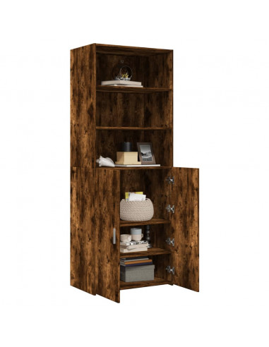 Credenza Rovere Fumo 70x42,5x185 cm in Legno Multistrato