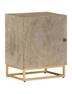 Comodino 40x30x50 cm in Legno Massello di Mango e Ferro 2