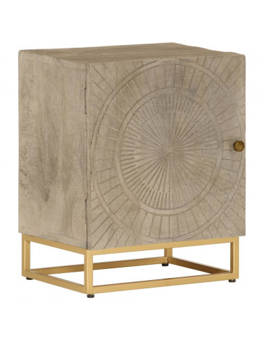 Comodino 40x30x50 cm in Legno Massello di Mango e Ferro