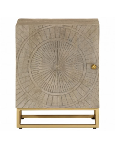 Comodino 40x30x50 cm in Legno Massello di Mango e Ferro