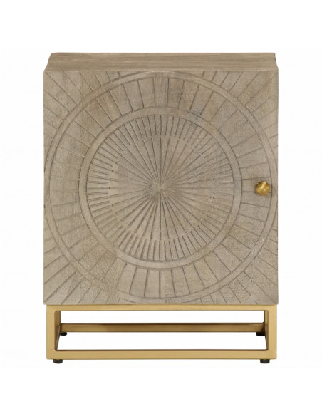 Comodino 40x30x50 cm in Legno Massello di Mango e Ferro