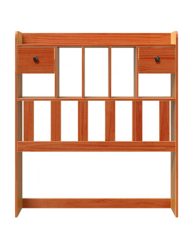 Testiera con Ripiani Marrone Cera 75 cm in Legno di Pino