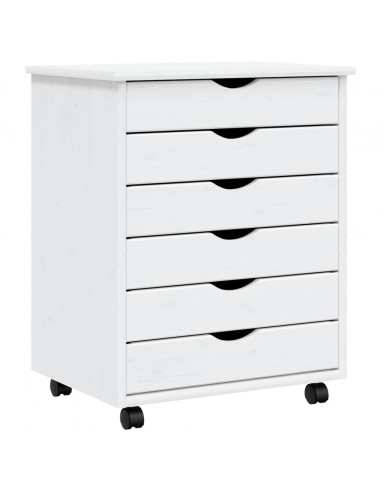 Armadietto Rotante con Cassetti MOSS Bianco Legno Massello Pino