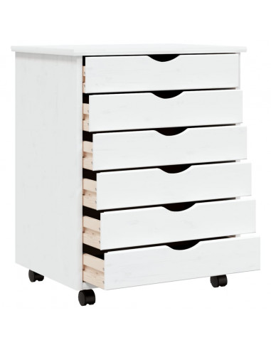 Armadietto Rotante con Cassetti MOSS Bianco Legno Massello Pino