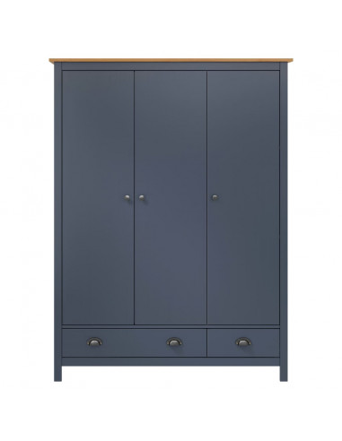 Armadio a 3 Ante Hill Grigio 127x50x170 cm in Legno di Pino