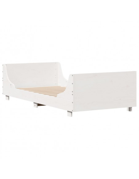 Giroletto con Testiera Bianco 100x200 cm Legno Massello di Pino