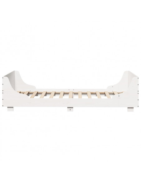 Giroletto con Testiera Bianco 100x200 cm Legno Massello di Pino