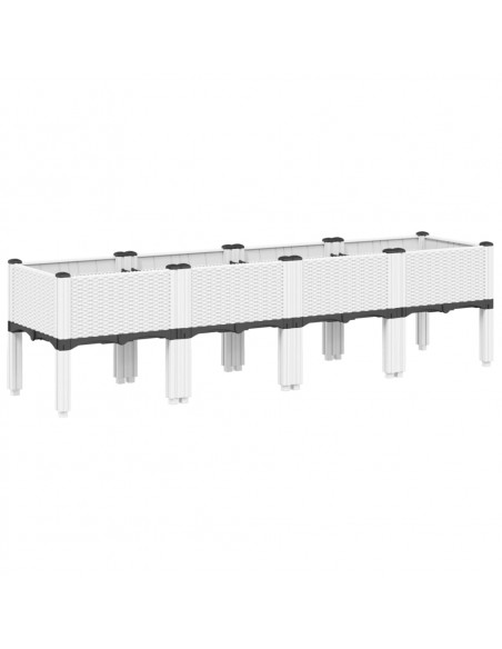 Fioriera da Giardino con Gambe Bianco 160x40x42 cm in PP
