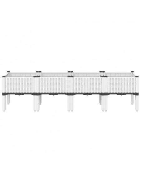 Fioriera da Giardino con Gambe Bianco 160x40x42 cm in PP